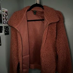 pink sherpa plus size jacket